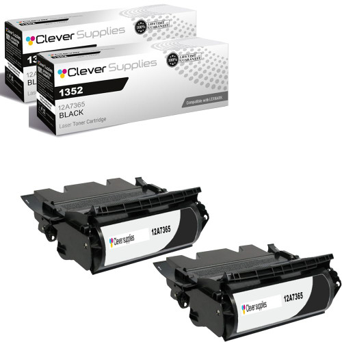 Compatible Lexmark 1352 (12A7365) Toner Cartridge Black 2 Pack