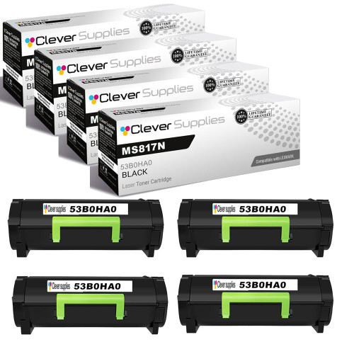 Compatible Lexmark MS817N (53B0HA0) Toner Cartridge Black 4 Pack