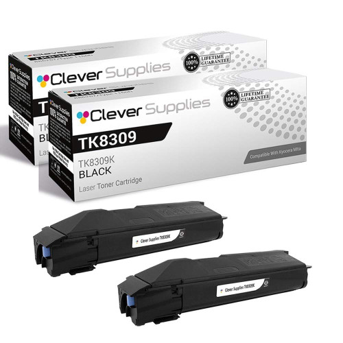 Compatible Kyocera-Mita TK8309 (TK8309K) Toner Cartridge Black 2 Pack