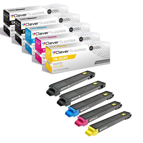 Compatible Kyocera-Mita TK-5197 (TK5197K, TK5197C, TK5197M, TK5197Y) Toner Cartridge 5 Color Set