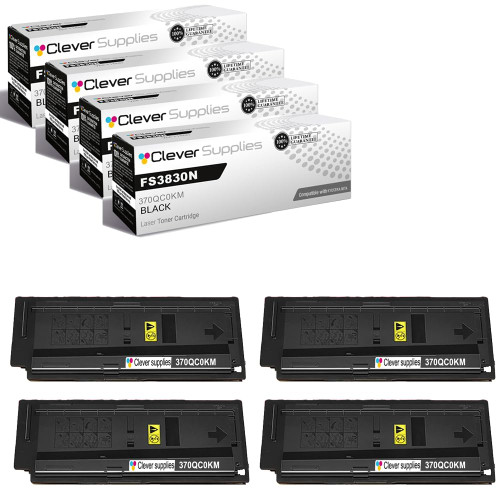 Compatible Kyocera-Mita FS3830N (370QC0KM 370QD0KM) Toner Cartridge Black 4 Pack