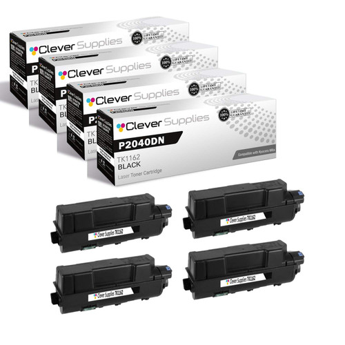 Compatible Kyocera-Mita P2040dn (TK1162) Toner Cartridge Black 4 Pack