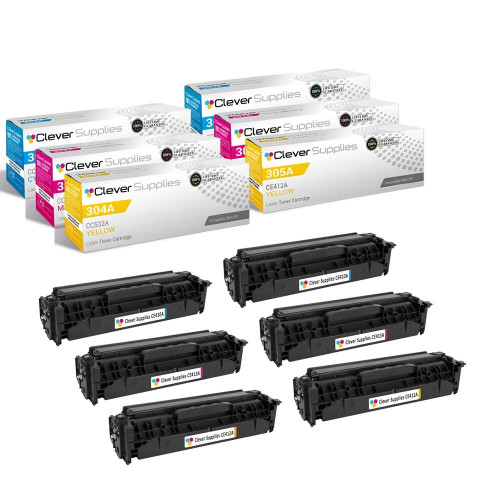 Compatible HP PRO 400 CLR P M451DN (CE411A CE412A CE413A) Toner Cartridge 6 Color Set