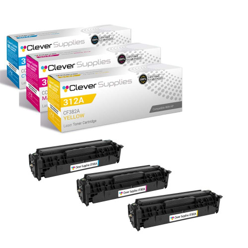 Compatible HP 312A (CF380A CF381A CF382A CF383A) Toner Cartridge 3 Color Set