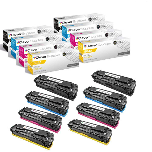 Compatible HP CP3525n (CE250A CE251A CE252A CE253A) Toner Cartridge 8 Color Set