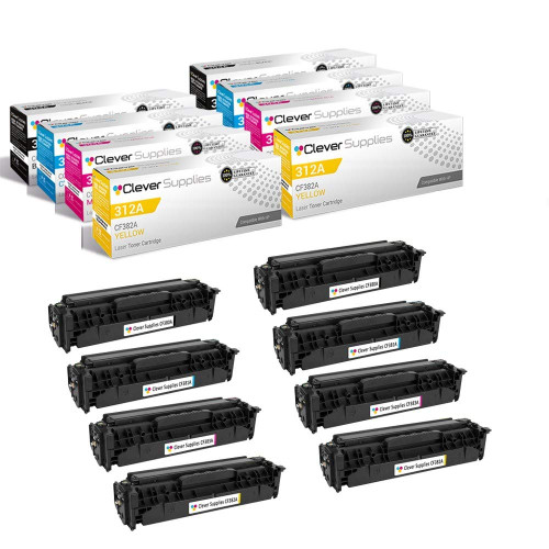Compatible HP 312A (CF380A CF381A CF382A CF383A) Toner Cartridge 8 Color Set