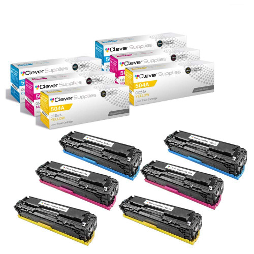 Compatible HP CP3525n (CE251A CE252A CE253A) Toner Cartridge 6 Color Set