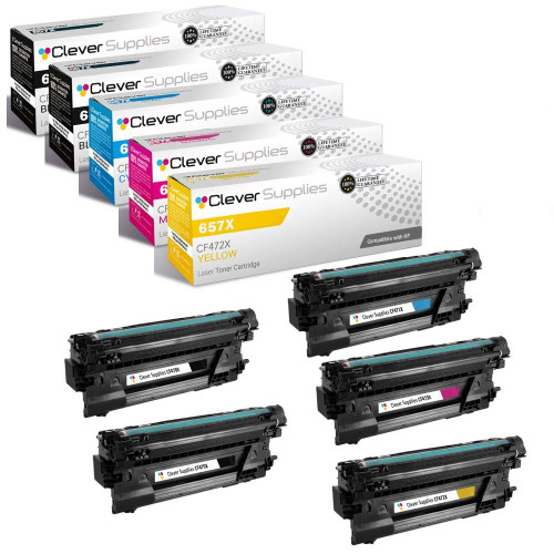 Compatible HP 657X (CF470X, CF471X, CF473X, CF472X) Toner Cartridge 5 Color Set