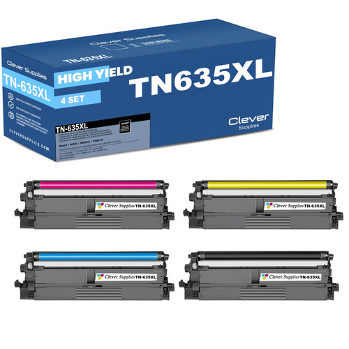 Compatible Brother TN635XL (TN635XLBK, TN635XLC, TN635XLY, TN635XLM) Toner Cartridge 4 Color Set