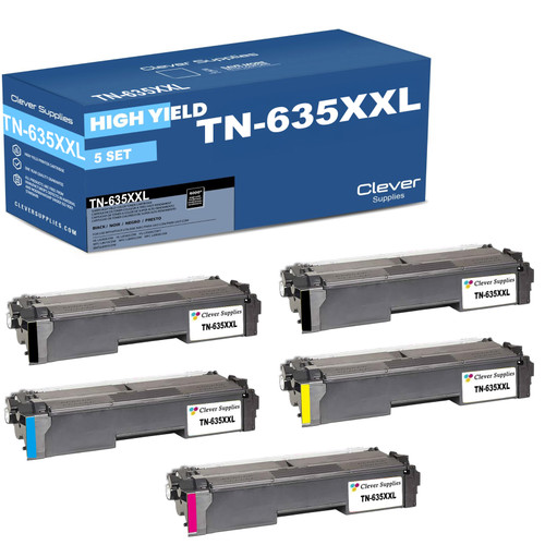 Compatible Brother TN635XXL (TN635XXLBK, TN635XXLC, TN635XXLY, TN635XXLM) Toner Cartridge 5 Color Set