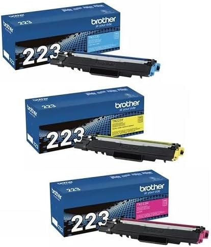 Brother TN223C TN223M TN223Y Genuine OEM Toner Cartridge 3 Color Set - 1,300 pages each