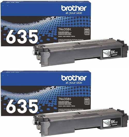 Brother TN635BK Black Genuine OEM Toner Cartridge 2 Pack - 3,000 pages