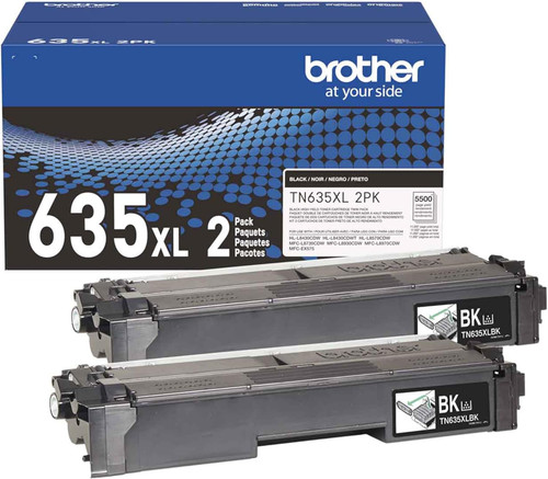 Brother TN635XLBK High Yield Black Genuine OEM Toner Cartridge 2 Pack- 5,500 pages