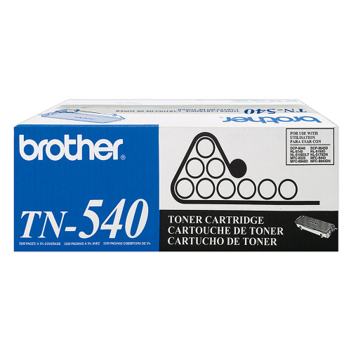Brother TN540BK Black Genuine OEM Toner Cartridge - 3,500 pages