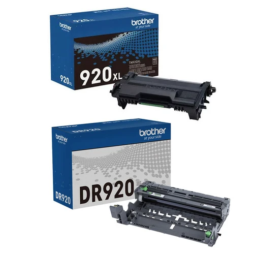 Brother Genuine TN920XL High Yield Black Toner Cartridge and DR920 Drum OEM Bundle - 1 Toner + 1 Drum (6,000 Pages Each Toner, 45,000-Page Drum)