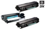 Compatible Dell 330-2663 (PK496) Drum and 330-8985 Two Toner Cartridge High Yield Black