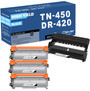 Compatible Brother TN450-DR420 Black Drum and 3 Toner Set