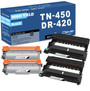 Compatible Brother TN450-DR420 Black 2 Drum and 2 Toner Set