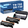Compatible Brother TN760-DR730 Black Drum and 2 Toner Set