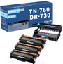 Compatible Brother TN760-DR730 Black Drum and 3 Toner Set