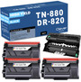 Compatible Brother TN880-DR820 Black Drum and 3 Toner Set