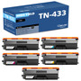 Compatible Brother TN433 (TN433BK, TN433C, TN433M, TN433Y) Toner Cartridge 5 Color Set
