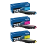 Brother TN227C TN227M TN227Y High-yield Genuine OEM Toner Cartridge 4 Color Set - Color: 2,300 pages each