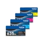 Brother TN635XLBK TN635XLC TN635XLM TN635XLY High-yield Black Cyan Magenta Yellow Genuine OEM Toner Cartridge 4 Color Set - Black: 5,500 pages, Color: 4,500 pages each