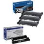 Brother Genuine TN630 Black Toner Cartridge and DR630 Drum OEM Bundle - 3 Toners + 1 Drum (1,200 Pages Each Toner, 12,000-Page Drum)