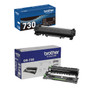 Brother Genuine TN730 Black Toner Cartridge and DR730 Drum OEM Bundle - 1 Toner + 1 Drum (1,200 Pages Each Toner, 12,000-Page Drum)