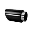 3 inch Round Slash Cut - Rolled Edge Black Chrome 304 Stainless Steel Exhaust Tip  - PE35005