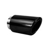 3 inch Round Slash Cut - Rolled Edge Black Chrome 304 Stainless Steel Exhaust Tip  - PE35005