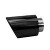 3.5 inch Round Slash Cut - Rolled Edge Black Chrome 304 Stainless Steel Exhaust Tip  - PE35013