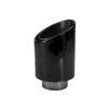 3.5 inch Round Slash Cut - Rolled Edge Black Chrome 304 Stainless Steel Exhaust Tip  - PE35013