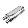 2.5" In 2.25 Out 63mm 5" x 8" Oval x 18" Profusion 304 Stainless Steel Exhaust Silencer