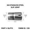 70mm 2.75 inch x 125mm 304 Stainless Steel Exhaust Weld-On Clamp Fit Slip Joint