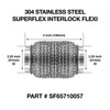 57mm x 100mm Soft Superflex Interlock Weld On 304 Stainless Steel Exhaust Flexi Tube Pipe