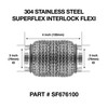 76mm x 100mm Soft Superflex Interlock Weld On 304 Stainless Steel Exhaust Flexi Tube Pipe