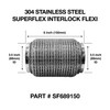 89mm x 150mm Soft Superflex Interlock Weld On 304 Stainless Steel Exhaust Flexi Tube Pipe