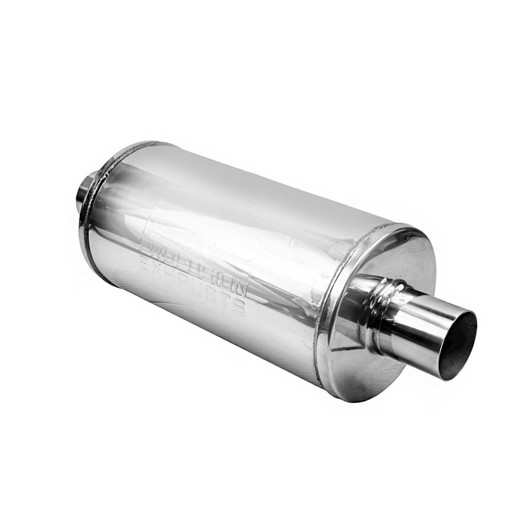 2.25" 57mm 7" Round x 14" Profusion 304 Stainless Steel Exhaust Silencer Muffler