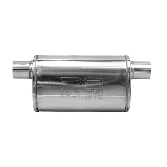 2.5" 63mm 5" x 8" Oval x 14" O/O Profusion 304 Stainless Steel Exhaust Silencer