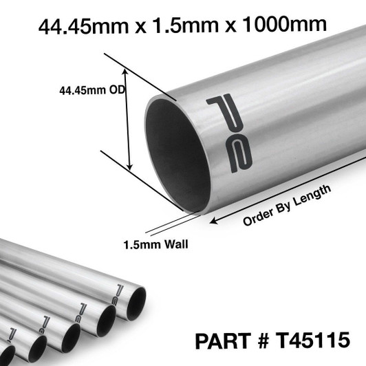 44.45mm OD x 1000mm x 1.5mm 304 Stainless Steel Length Exhaust Pipe Tube - T45115