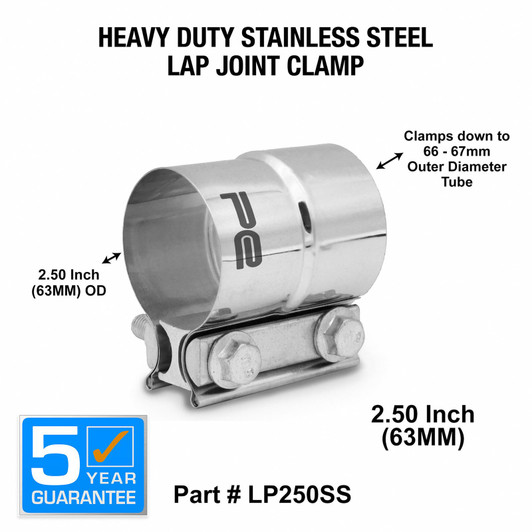 4-Pack Heavy Duty 5 Inch Stainless Steel 304 Lap Joint Exhaust Band Clamps