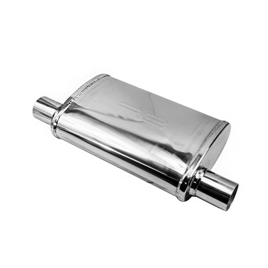 2.25" 57mm 4"x 9" Oval x 14" O/O Profusion 304 Stainless Steel Exhaust Silencer