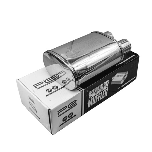 2.25" 57mm 5"x 8" Oval x 11" Same End O/O Profusion 304 Stainless Steel Exhaust Silencer