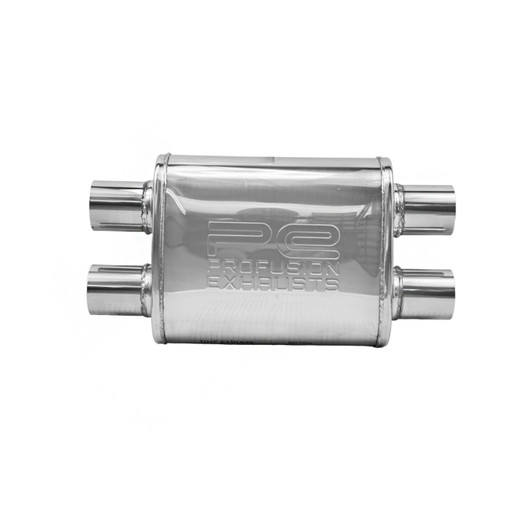 2.25" 57mm 4"x 9" Oval x 11" D/D Profusion 304 Stainless Steel Exhaust Silencer