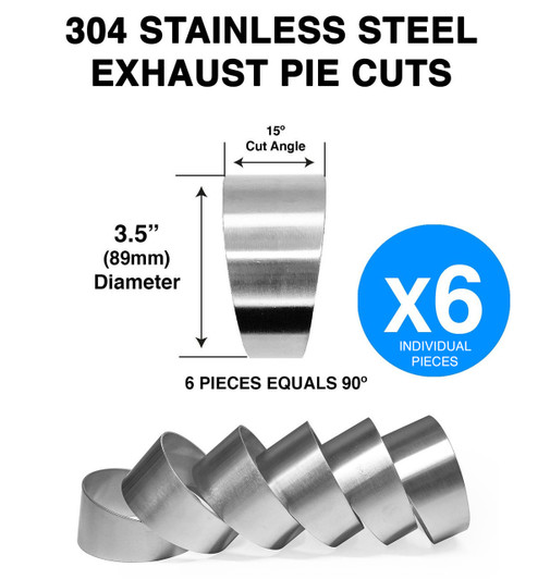 3.5" 89mm Pie Cuts 90 Degree 304 Stainless Steel Exhaust elbow Bend
