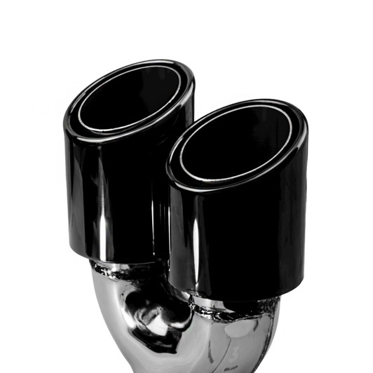 3.5 inch Round Slash Cut - Rolled Edge Black Chrome 304 Stainless Steel Exhaust Tip  - PE35020L
