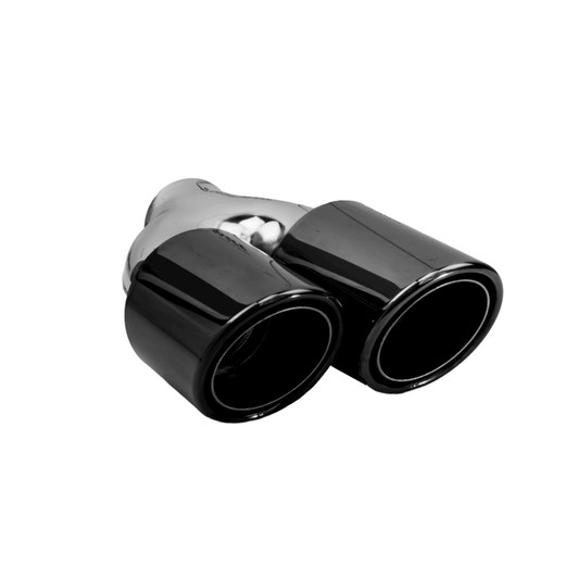 3.5 inch Round Slash Cut - Rolled Edge Black Chrome 304 Stainless Steel Exhaust Tip  - PE35020R