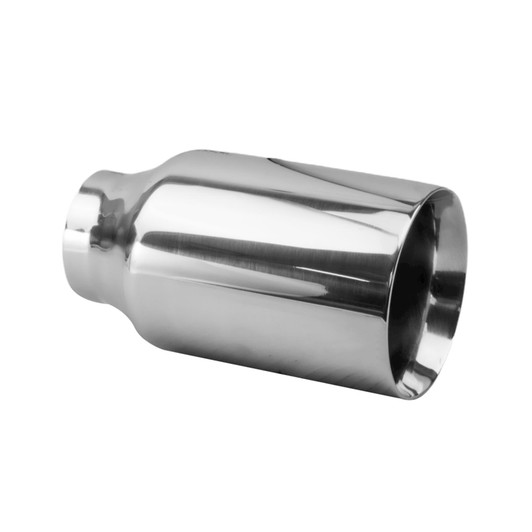 3.5 inch Round Straight Cut Mirror Polished 304 Stainless Steel Exhaust Tip  - PE35014